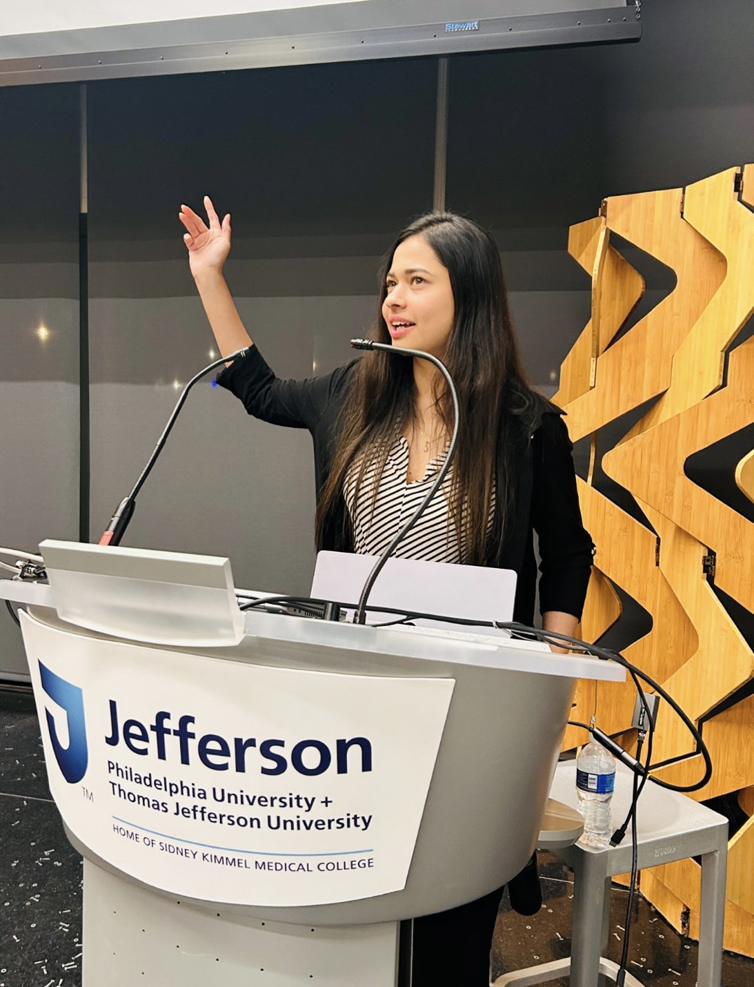 Sayali Mandhalkar speaking at Thomas Jefferson University